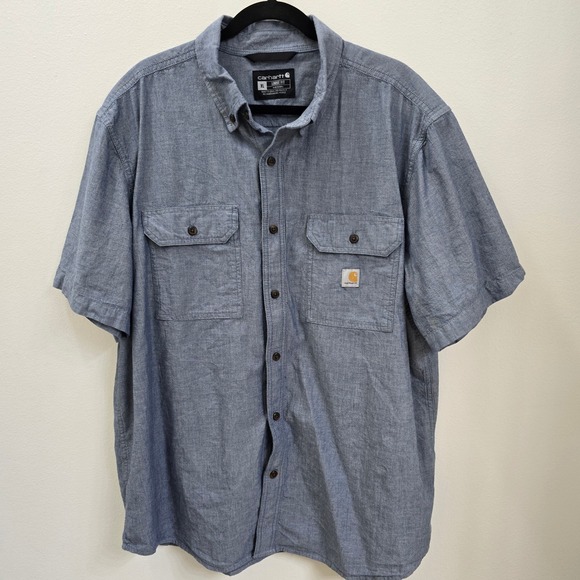 Carhartt Other - Carhartt Mens XL Loose Fit Short Sleeve Chambray Button Down Work Shirt TW4369-M